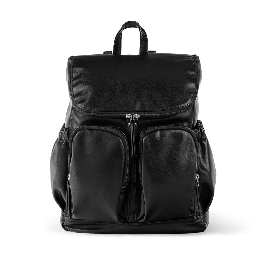 Black leather nappy backpack best sale