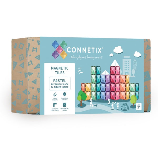 Connetix Magnetic Tiles - 18 Piece Rainbow Rectangle Set – Fox +