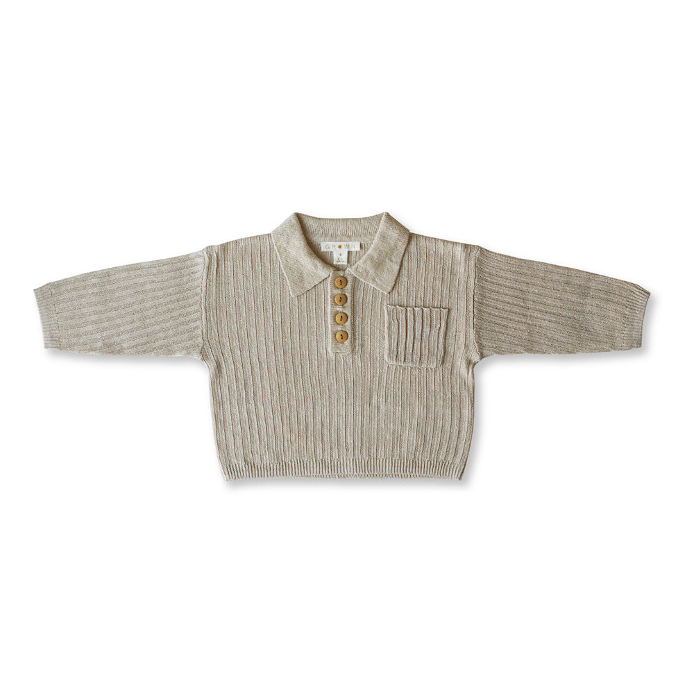 Grown Linen Rib Button Up Jumper Linen Daisy and Hen