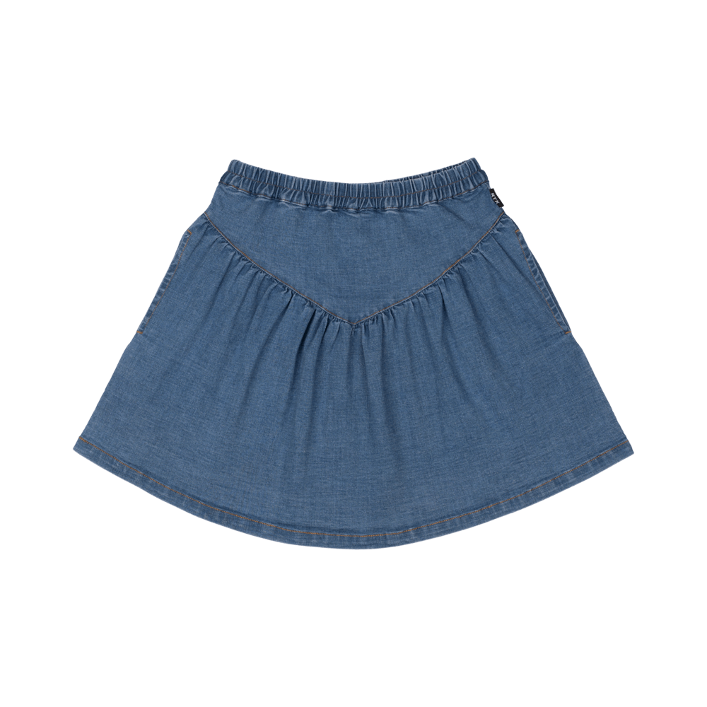 Blue pleated skirt 7 little cheap words