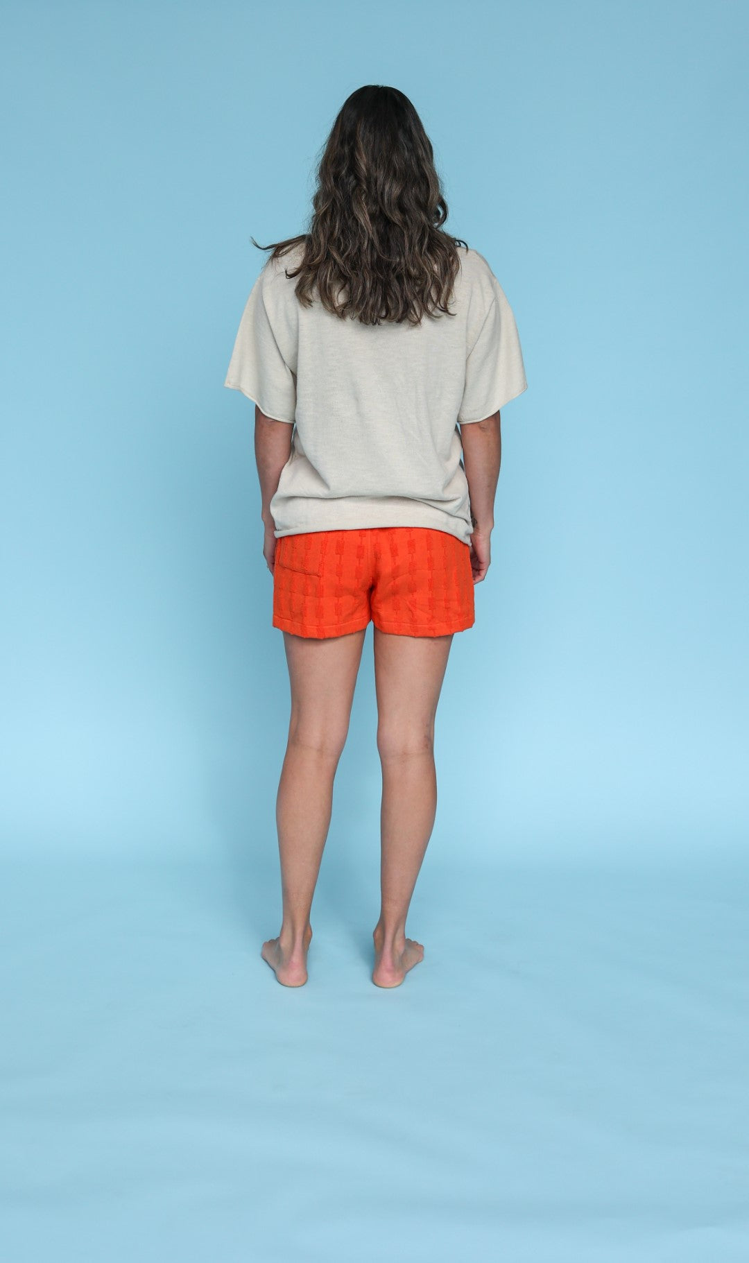 Grown Ladies Terry Shorts - Blocks Rosso