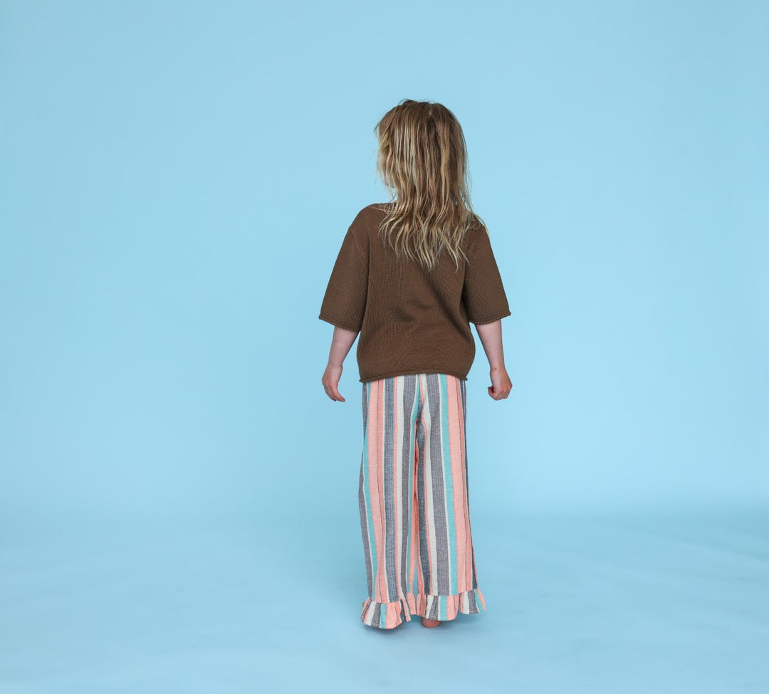 Grown Summer Stripe Cotton Frill Pant