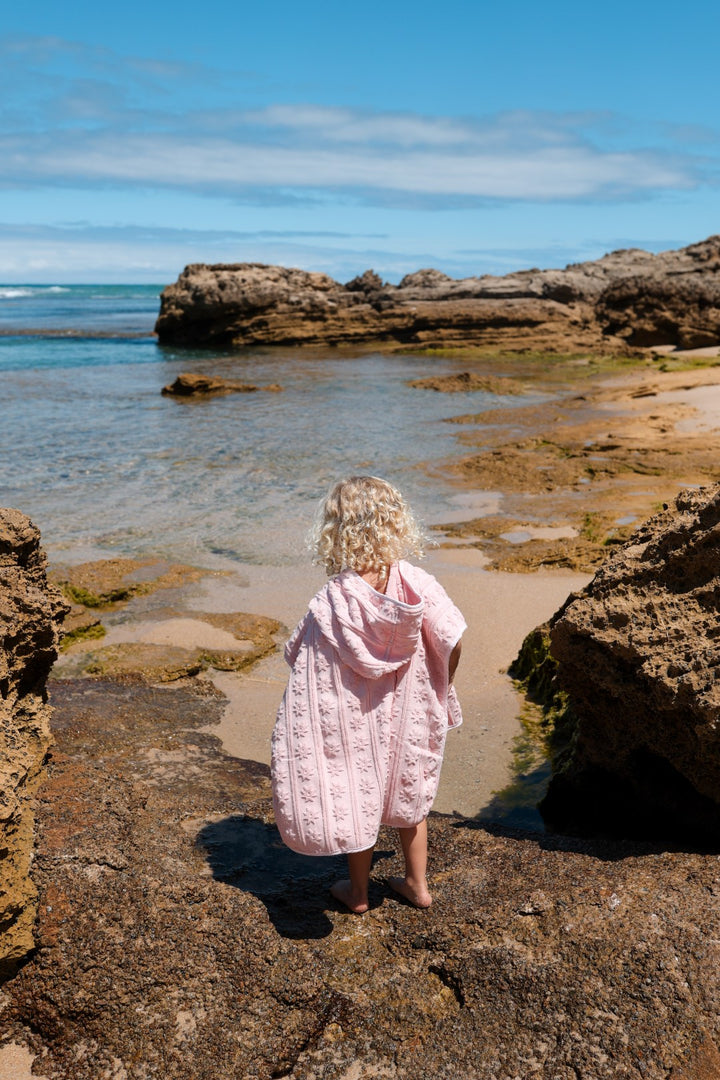 Grown Terry Towelling Poncho - Blossom