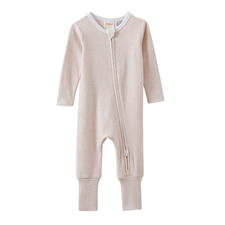 Milky Mocha Stripe Zip Romper