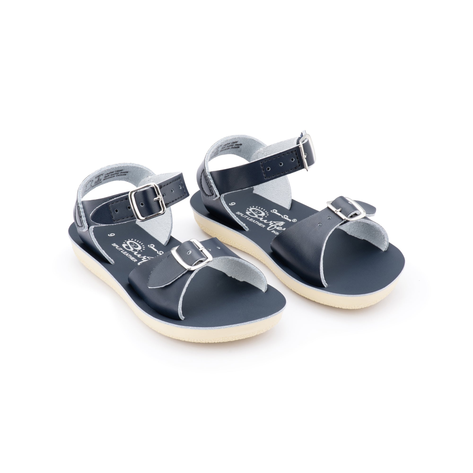 Saltwater Sandals Sun San Surfer Velcro Navy Daisy and Hen