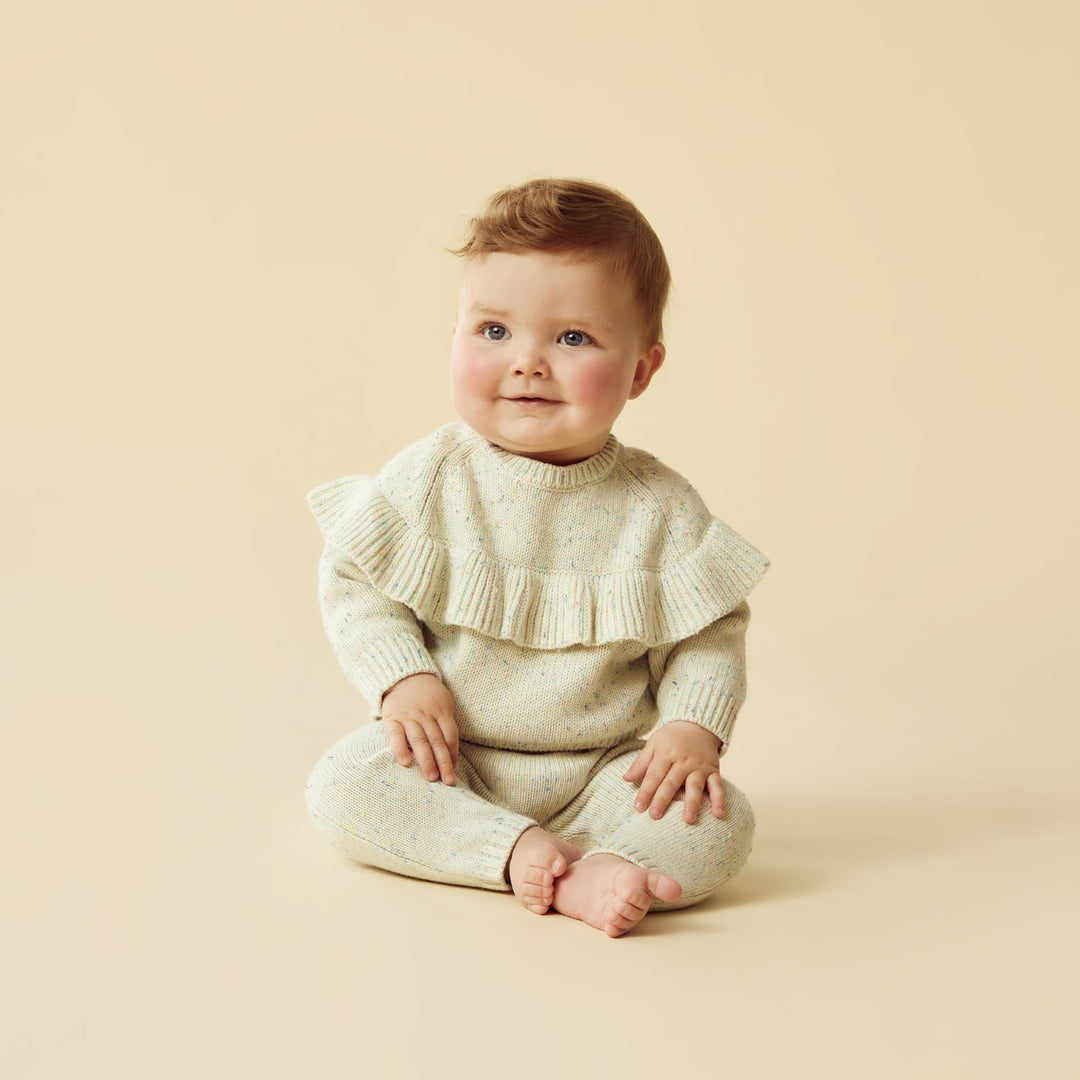 Wilson and Frenchy Knitted Ruffle Jumper - Dew Fleck