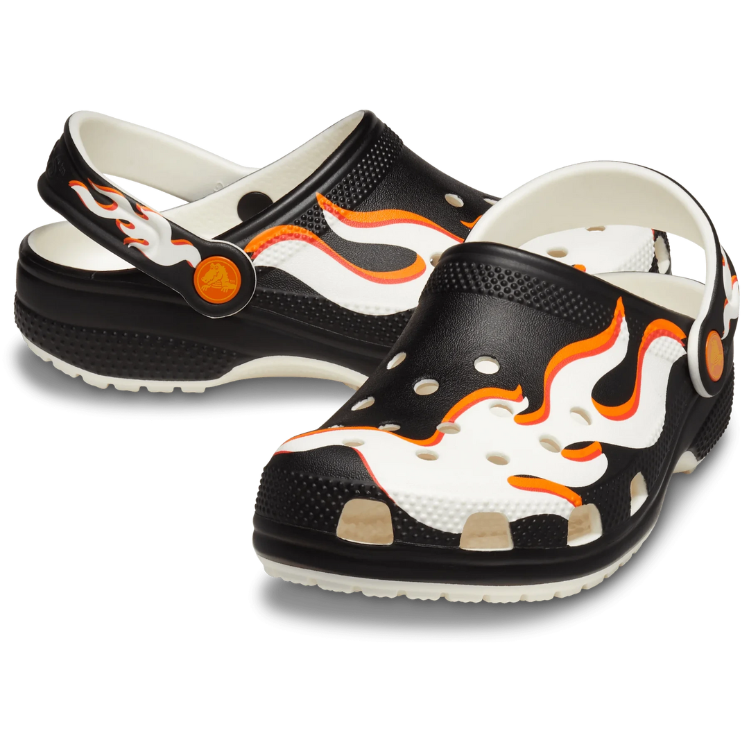 Crocs Classic Glow Flames Clog - Black