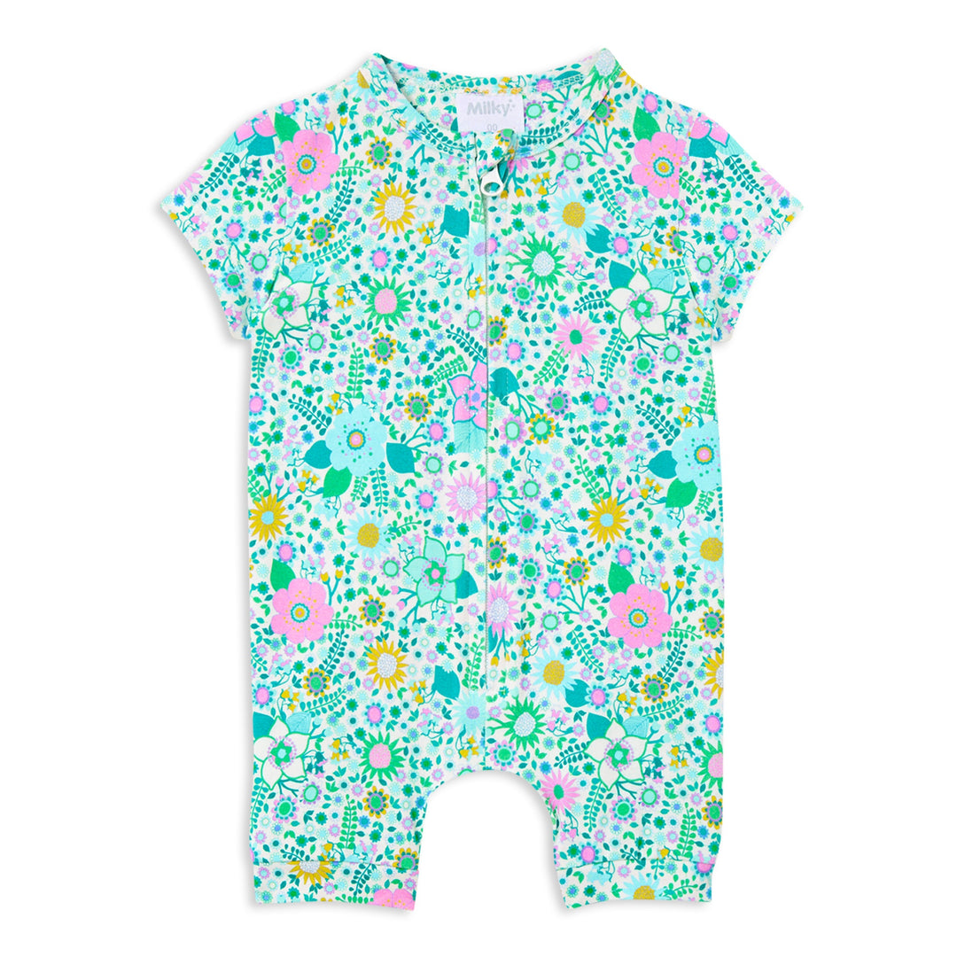 Milky Blossom Zip Romper