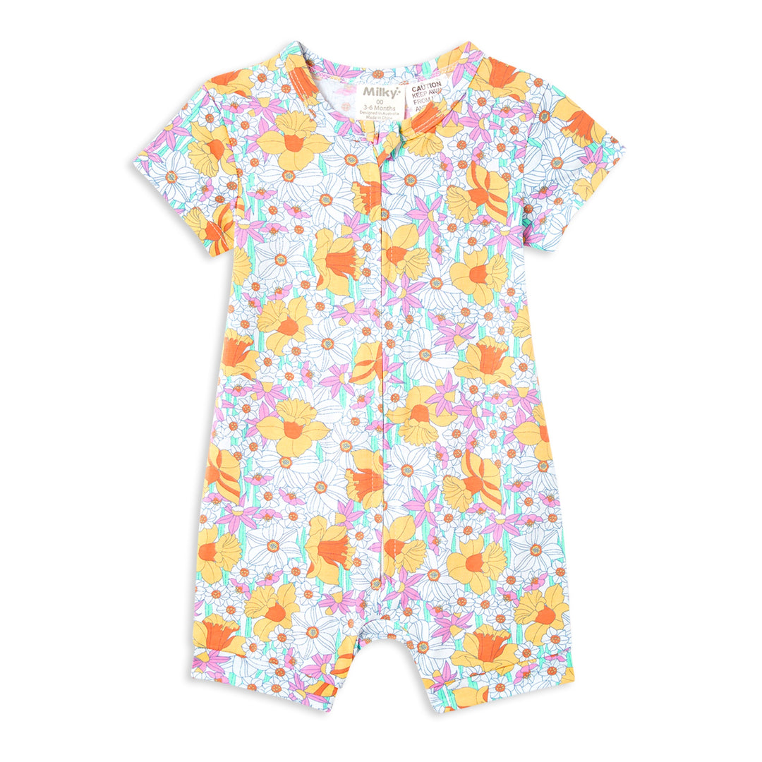 Milky Daffodil Zip Romper