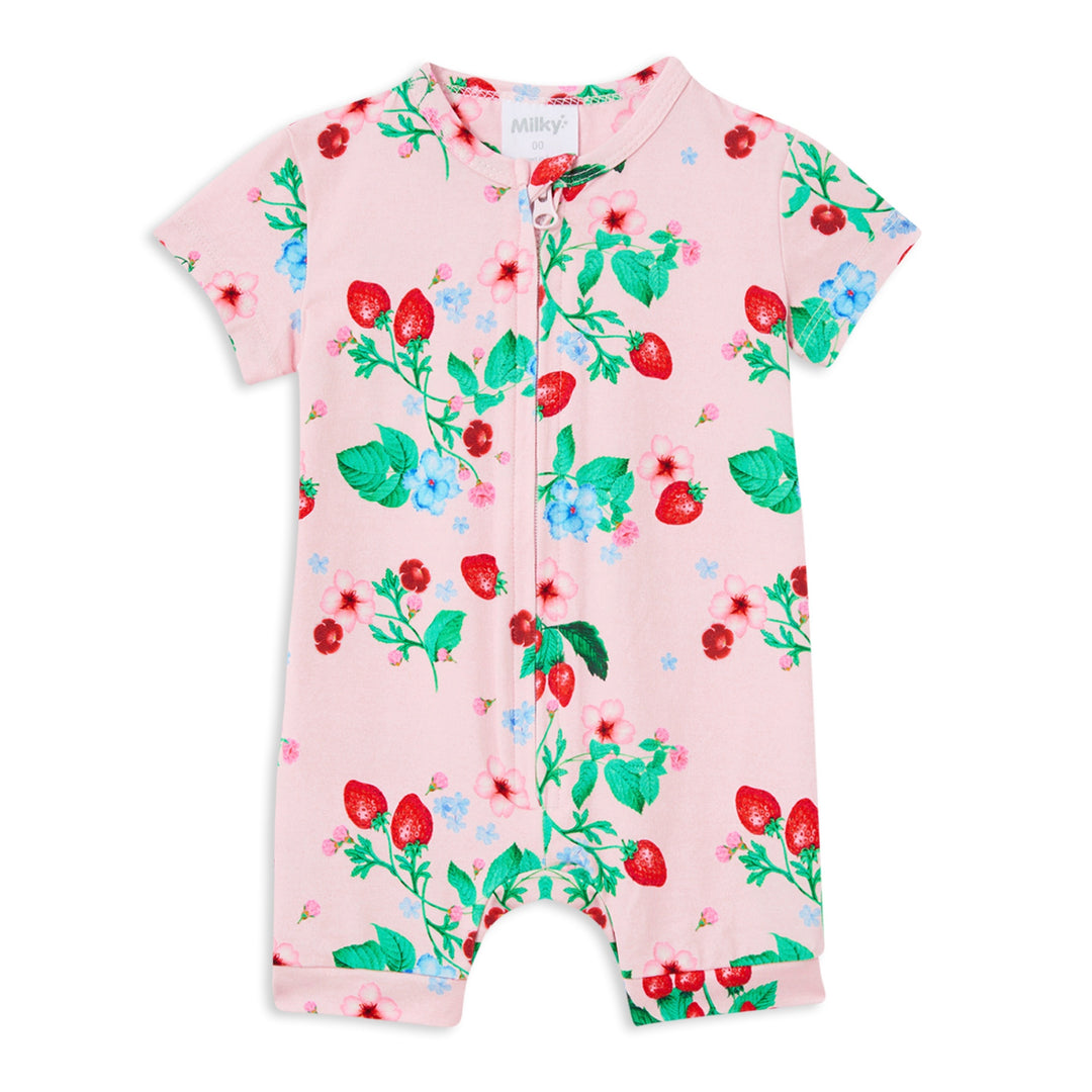 Milky Very Berry Zip Romper