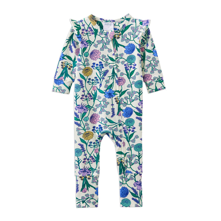 Milky Spring Bouquet Zip Romper