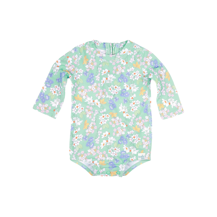 Toshi Swim Long Sleeve Onesie - Sea Blossom