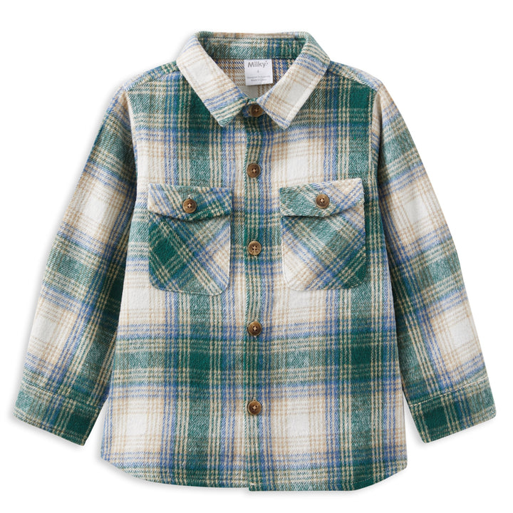 Milky Green Check Overshirt