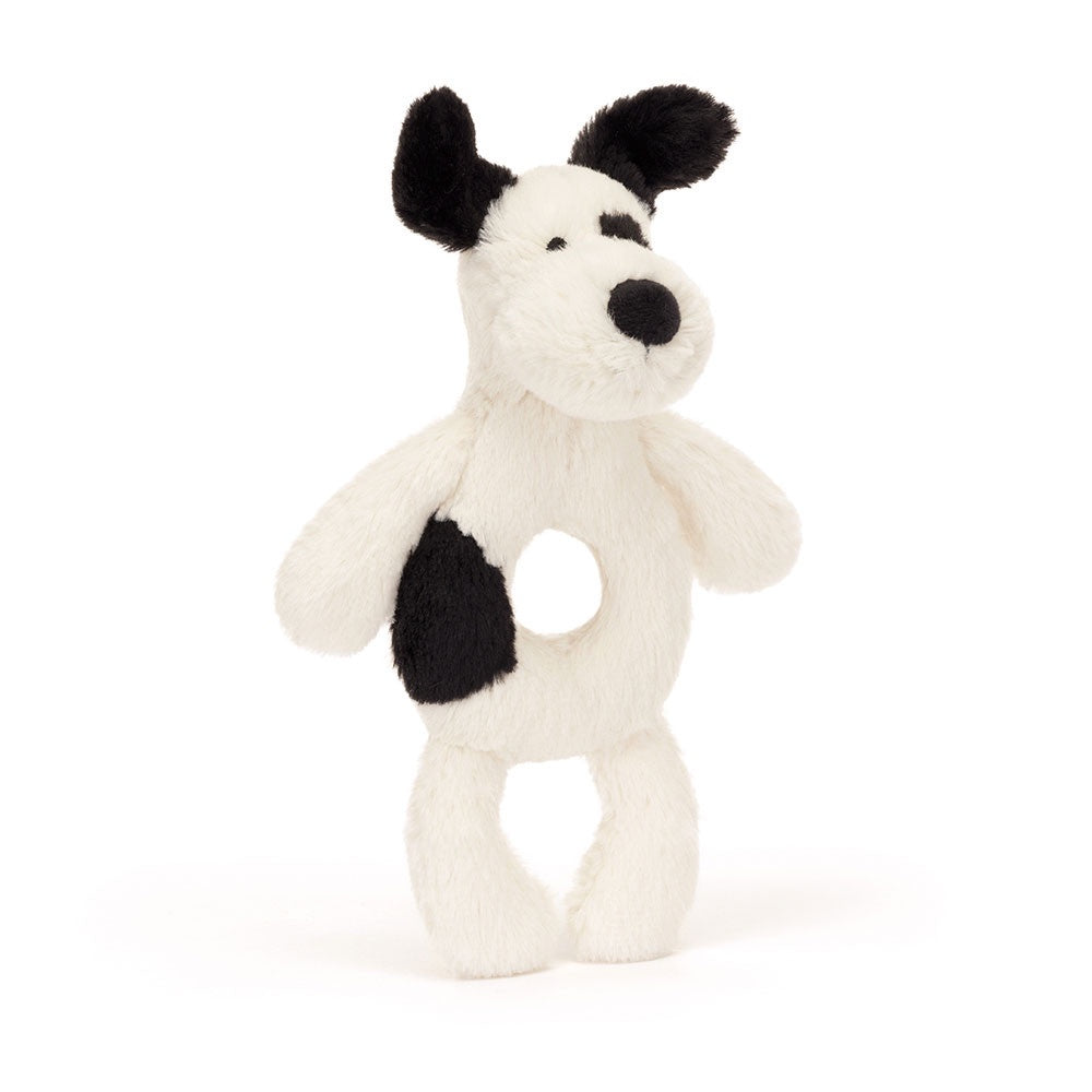 Jellycat Ring Rattle - Black and Cream Puppy