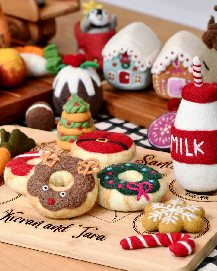 Tara Treasures Magical Christmas Play Food Set - Santas Milk and 4 Christmas Donuts