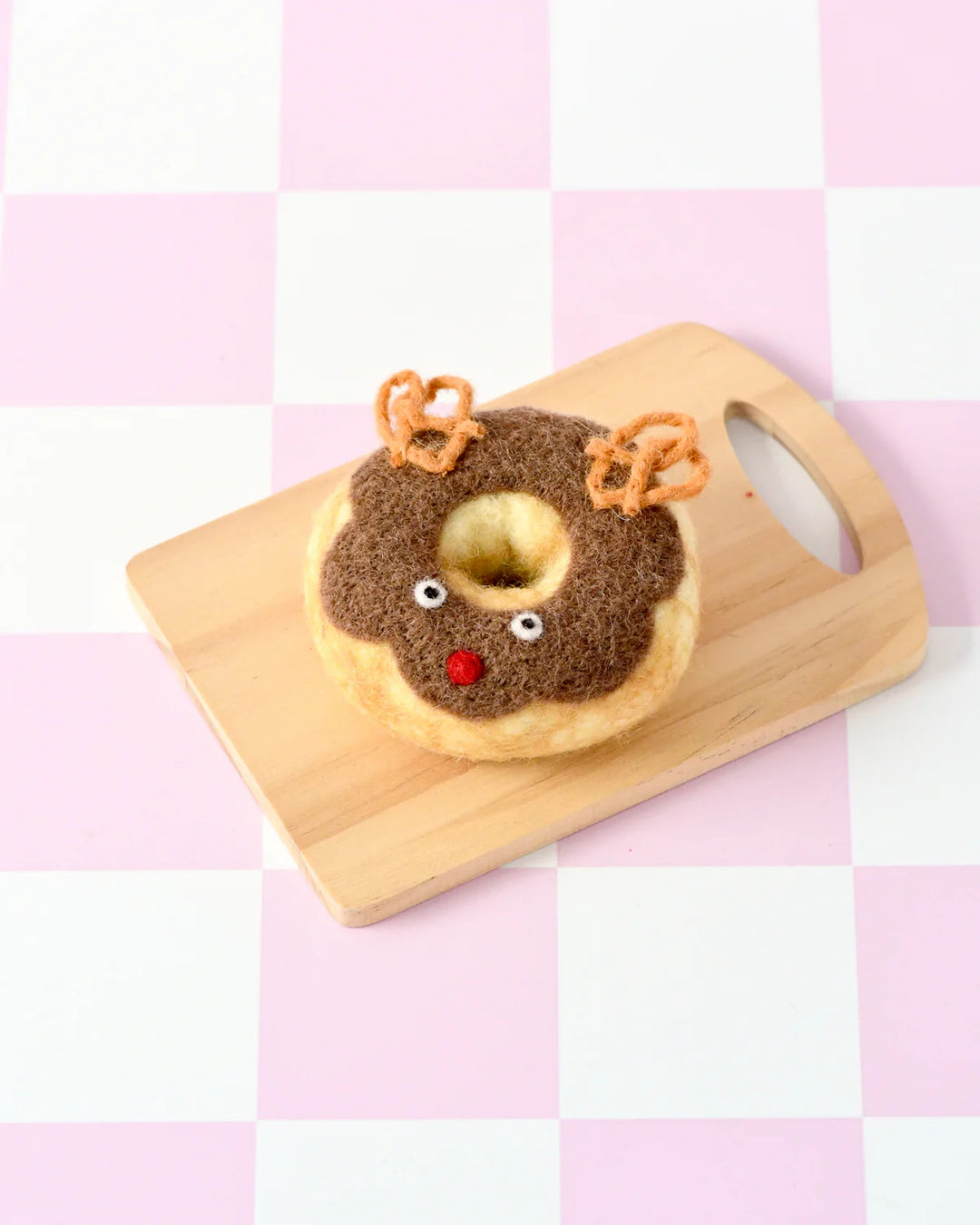 Tara Treasures Felt Christmas Donut - Reindeer Doughnut with Salted Pretzels