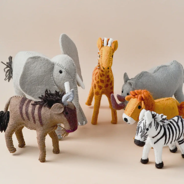 Tara Treasures Felt Safari Animal Toys - Set of 6