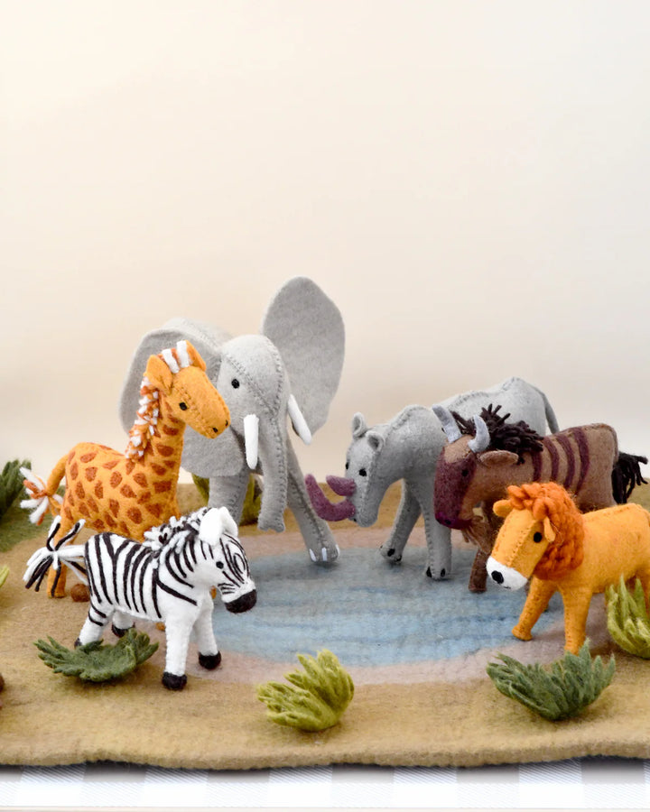 Tara Treasures Felt Safari Animal Toys - Set of 6