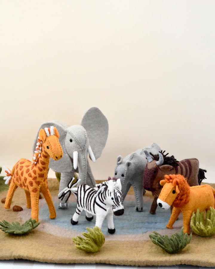 Tara Treasures Felt Safari Animal Toys - Set of 6