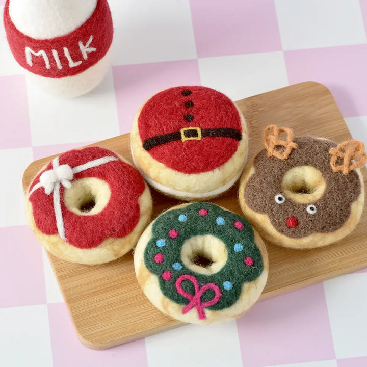 Tara Treasures Magical Christmas Play Food Set - Santas Milk and 4 Christmas Donuts