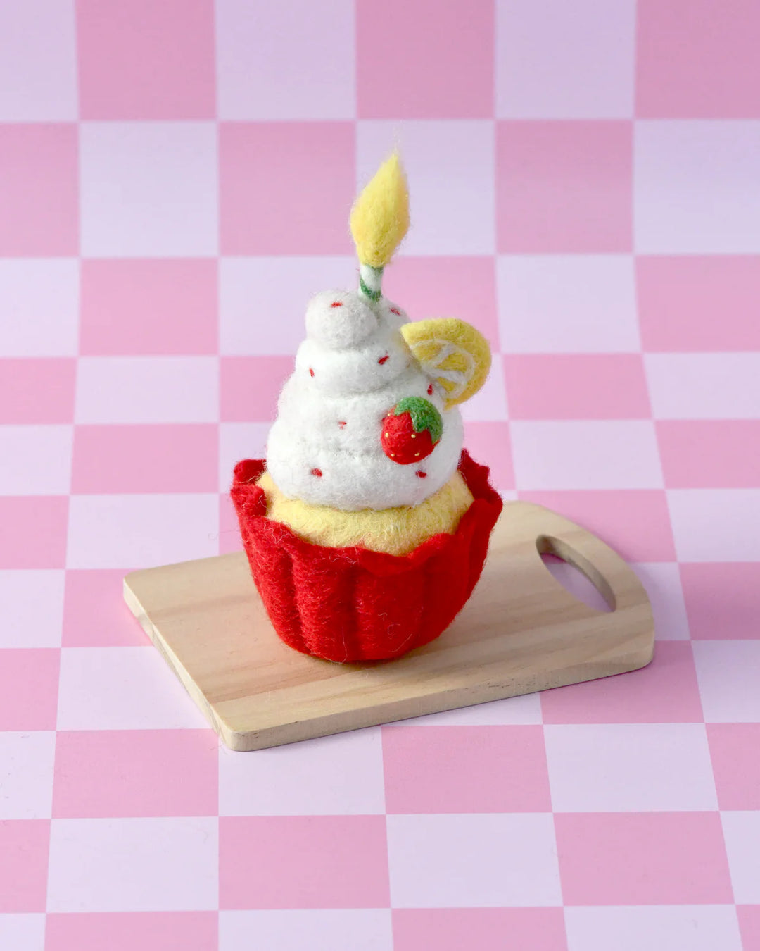 Tara Treasures Felt Giant Strawberry Cupcake with Candle