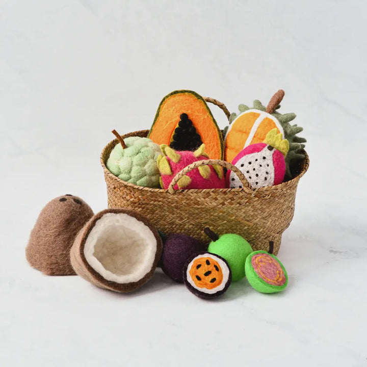 Tara Treasures Felt Tropical Fruits Play Food Set - 11 Pieces