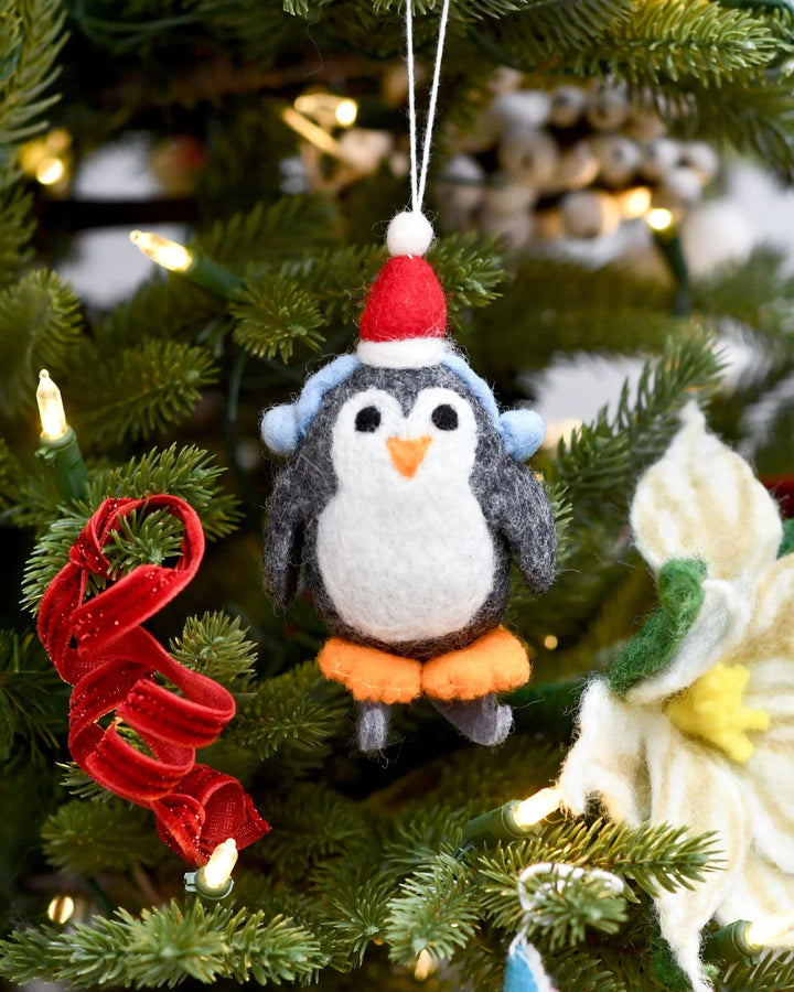 Tara Treasures Felt Penguin with Ice Skates Ornament