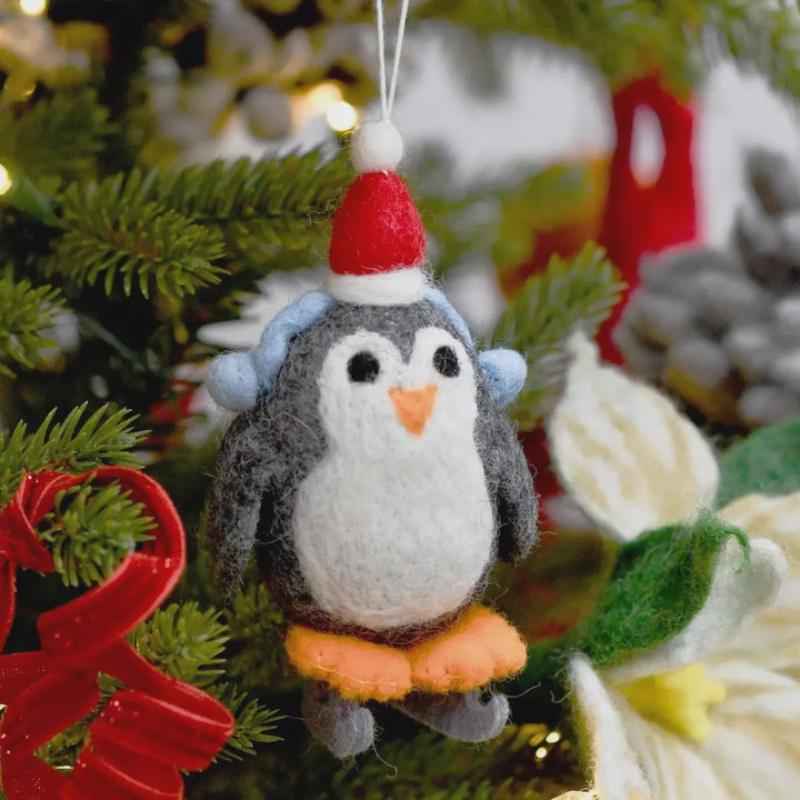 Tara Treasures Felt Penguin with Ice Skates Ornament