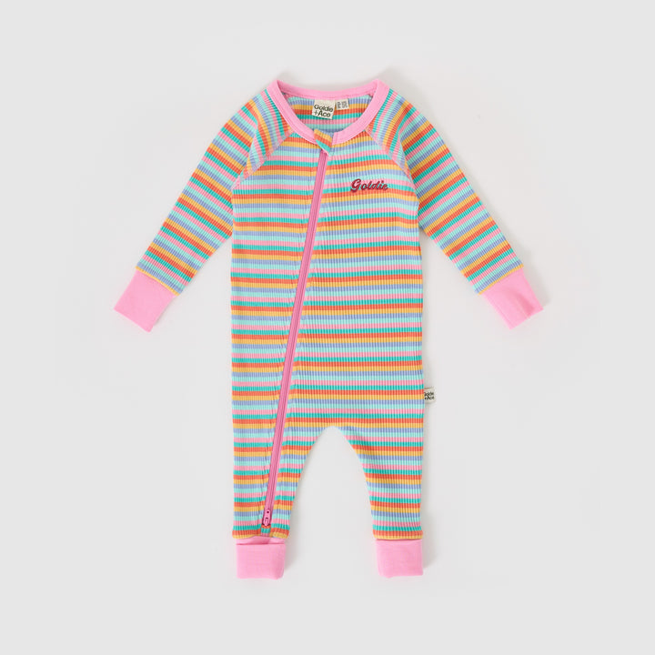 Goldie + Ace Candy Stripe Rib Zipsuit