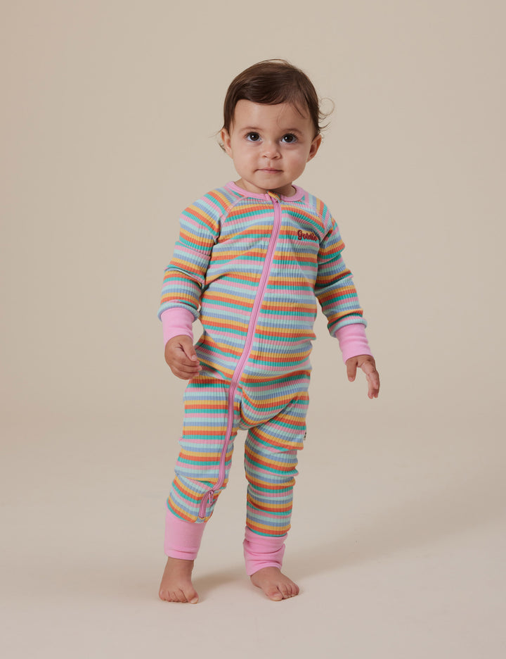 Goldie + Ace Candy Stripe Rib Zipsuit