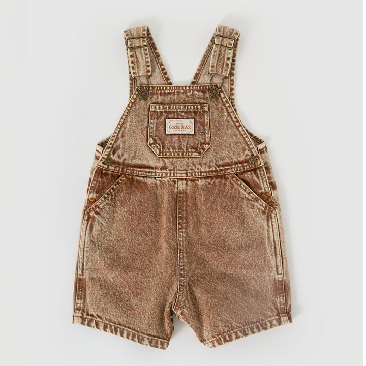 Goldie + Ace Burton Vintage Washed Denim Overalls Brown