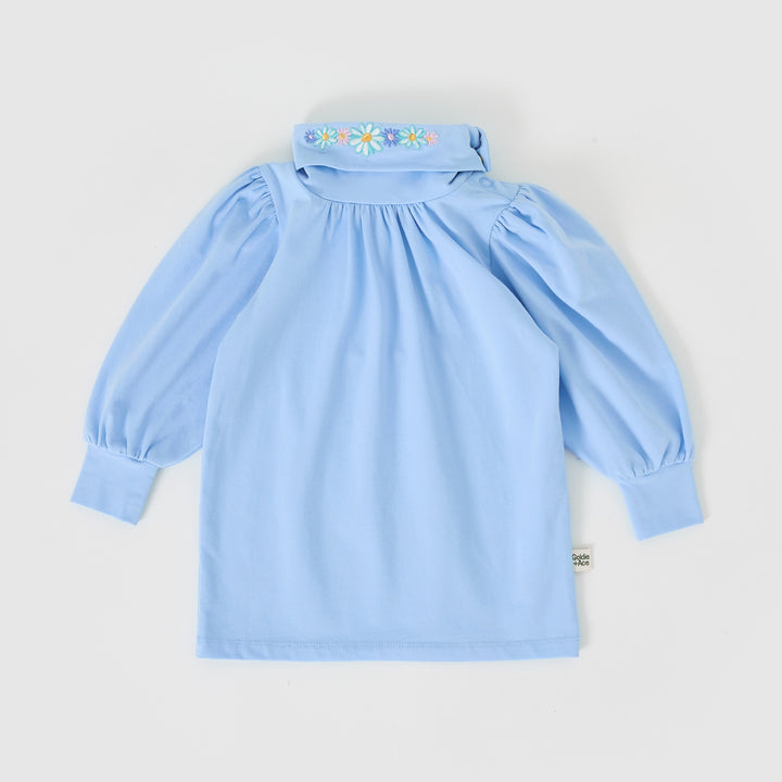 Goldie + Ace Sophia Embroidered Puff Sleeve Skivvy