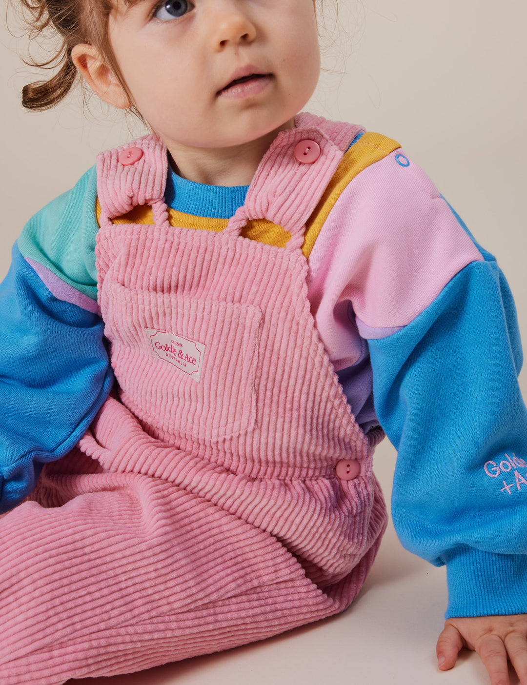 Goldie + Ace Sammy Corduroy Overalls Sweet Pea