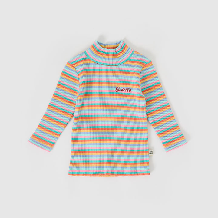 Goldie + Ace Candy Stripe Embroidered Rib Skivvy