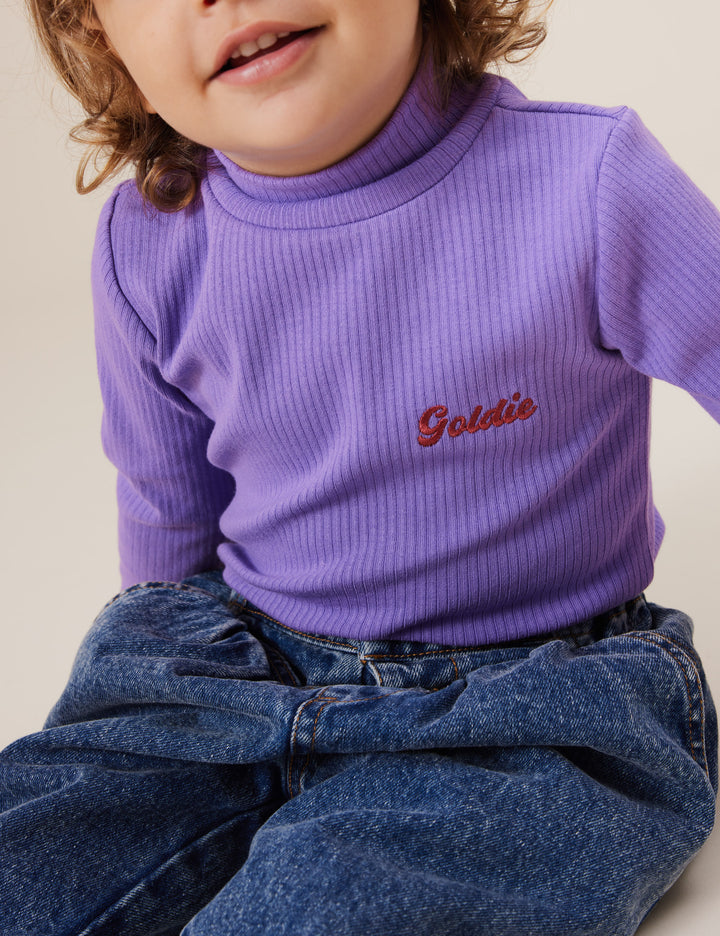 Goldie + Ace Embroidered Rib Skivvy Grape