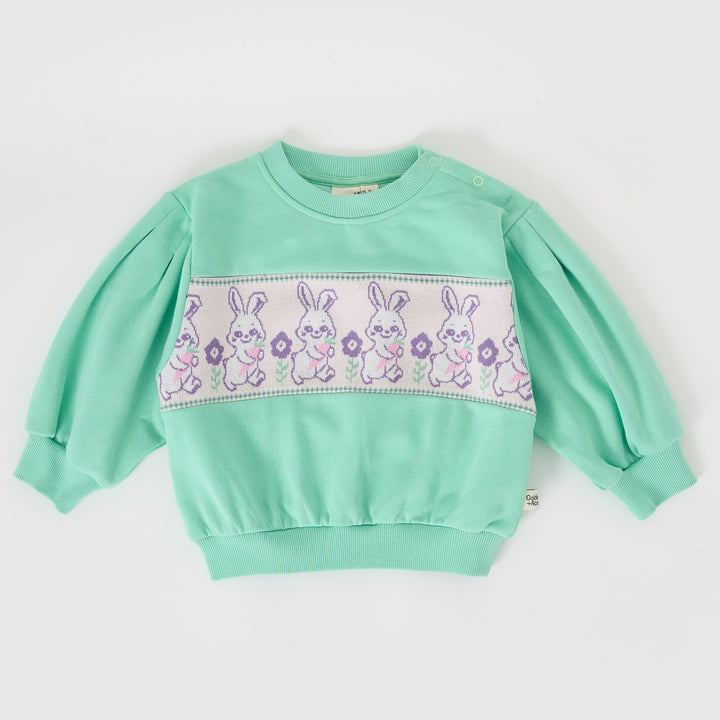 Goldie + Ace Hazel Puff Sleeve Bunny Sweater Mint