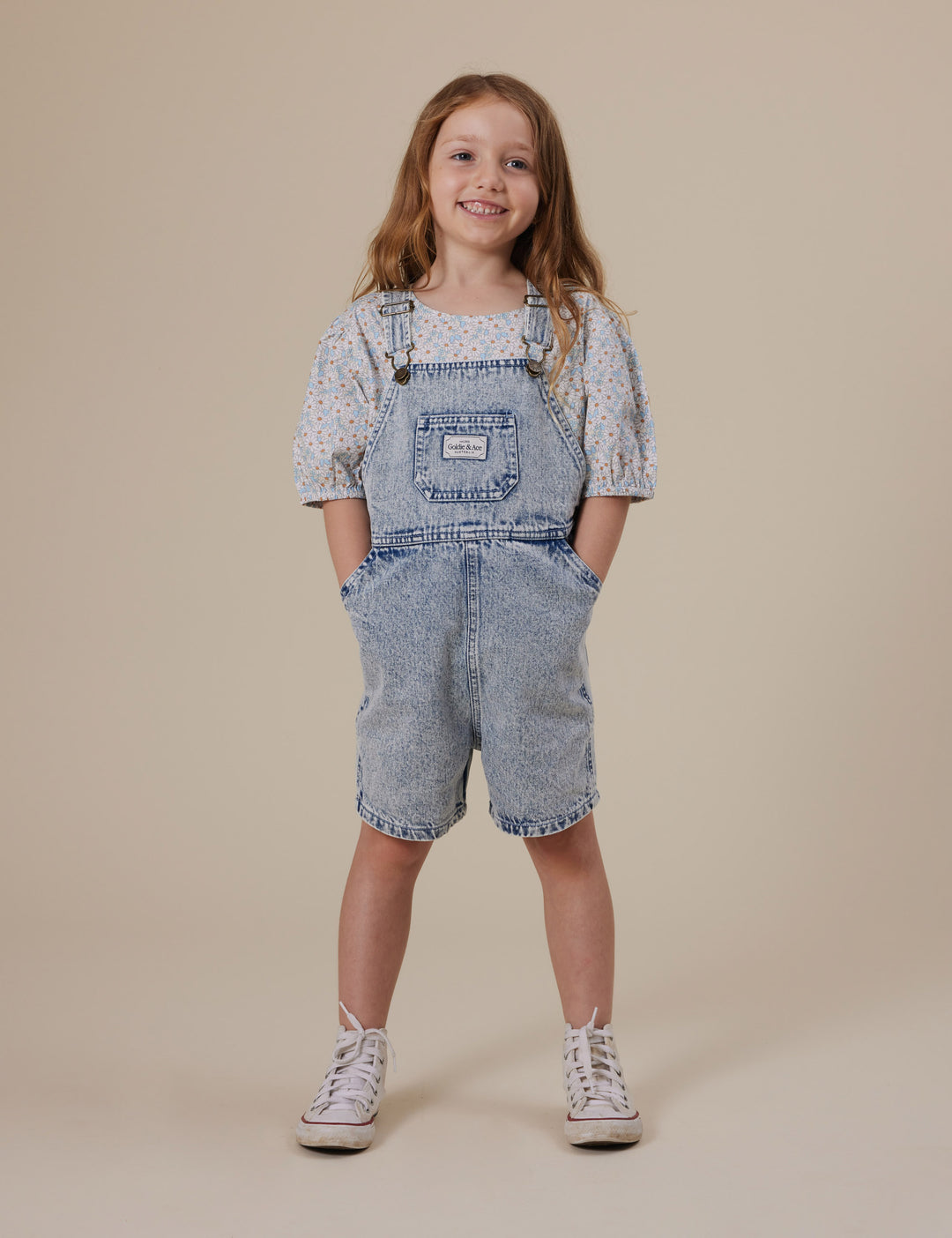 Goldie + Ace Burton Vintage Washed Denim Overalls