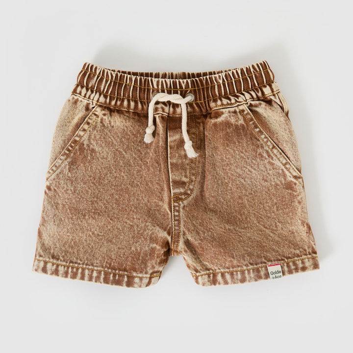 Goldie + Ace Noah Denim Shorts Brown