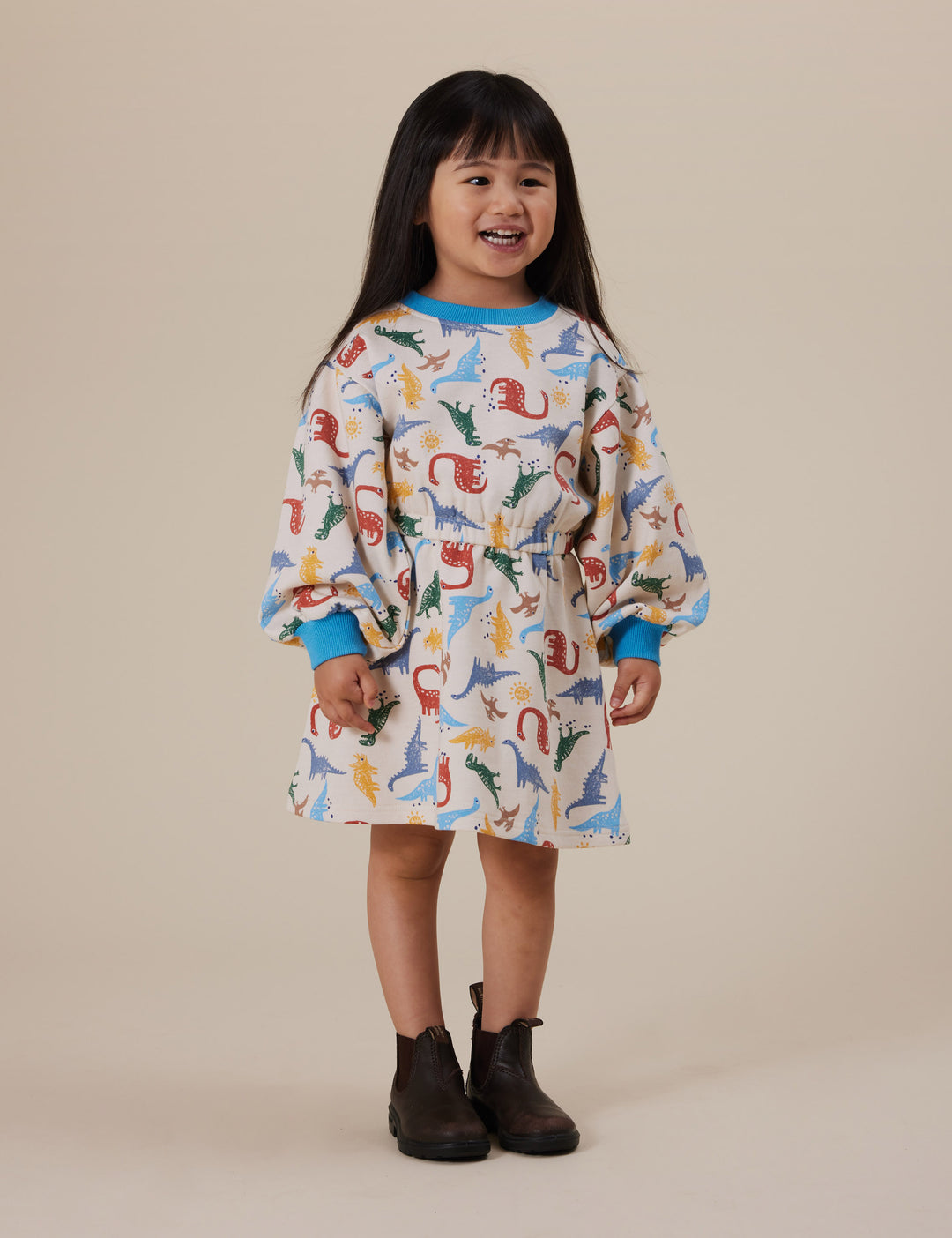 Goldie + Ace Leah Long Sleeve Dress Dino-Mite