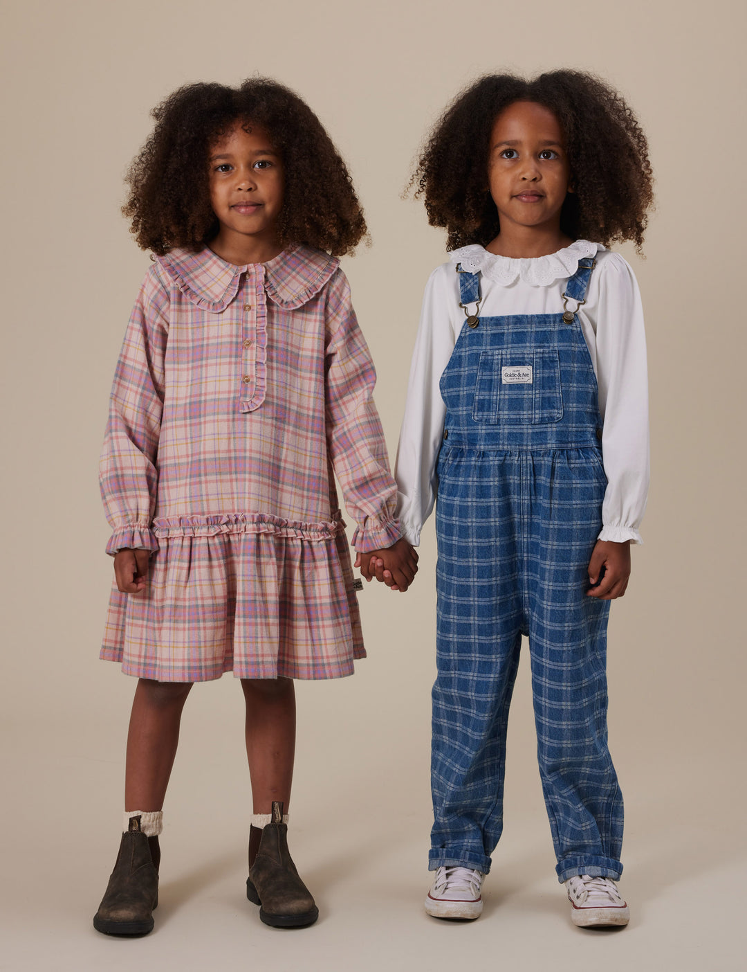 Goldie + Ace Austin Denim Check Overalls