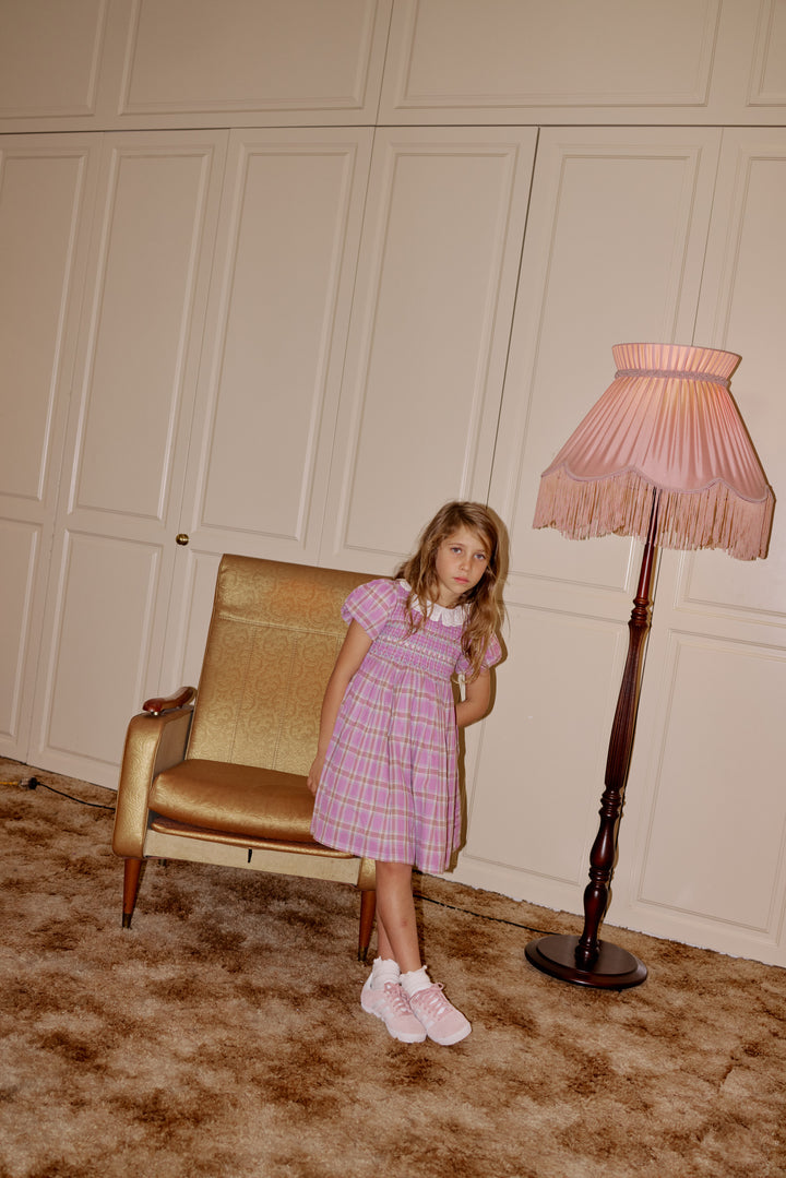 Goldie + Ace Flo Smocked Dress Mauve Check