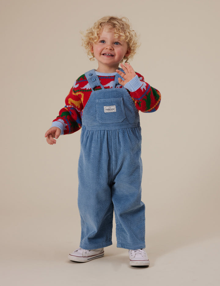 Goldie + Ace Sammy Corduroy Overalls Duck Egg