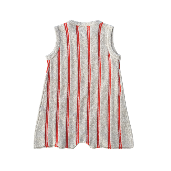 Grown Knitted Terry Striped Romper - Dune/Rosso