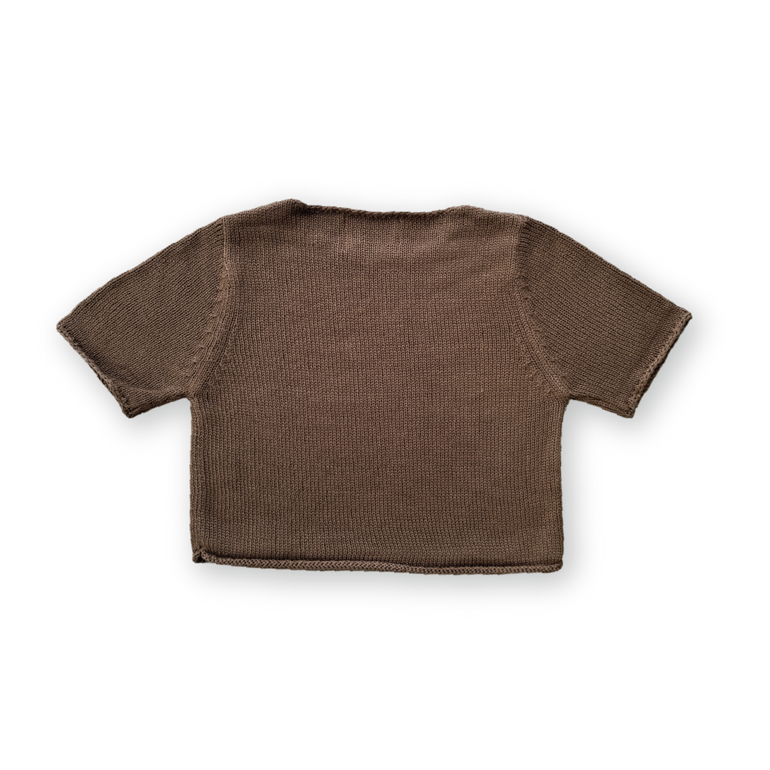 Grown Blanket Stitch Knitted Tee - Cafe