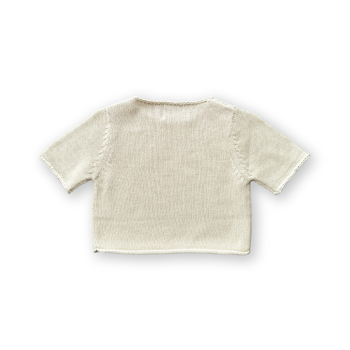 Grown Blanket Stitch Knitted Tee - Dune