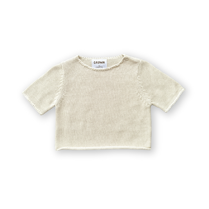 Grown Blanket Stitch Knitted Tee - Dune