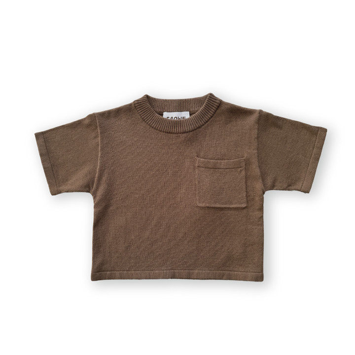 Grown Knitted Pocket Tee - Cafe