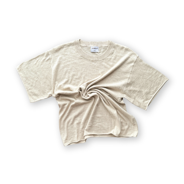 Grown Ladies Linen Texture Knit Tee - Dune