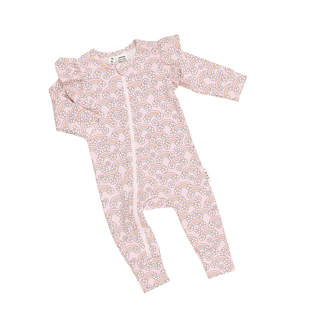 Huxbaby Flowerbow Frill Romper - Pink Pearl