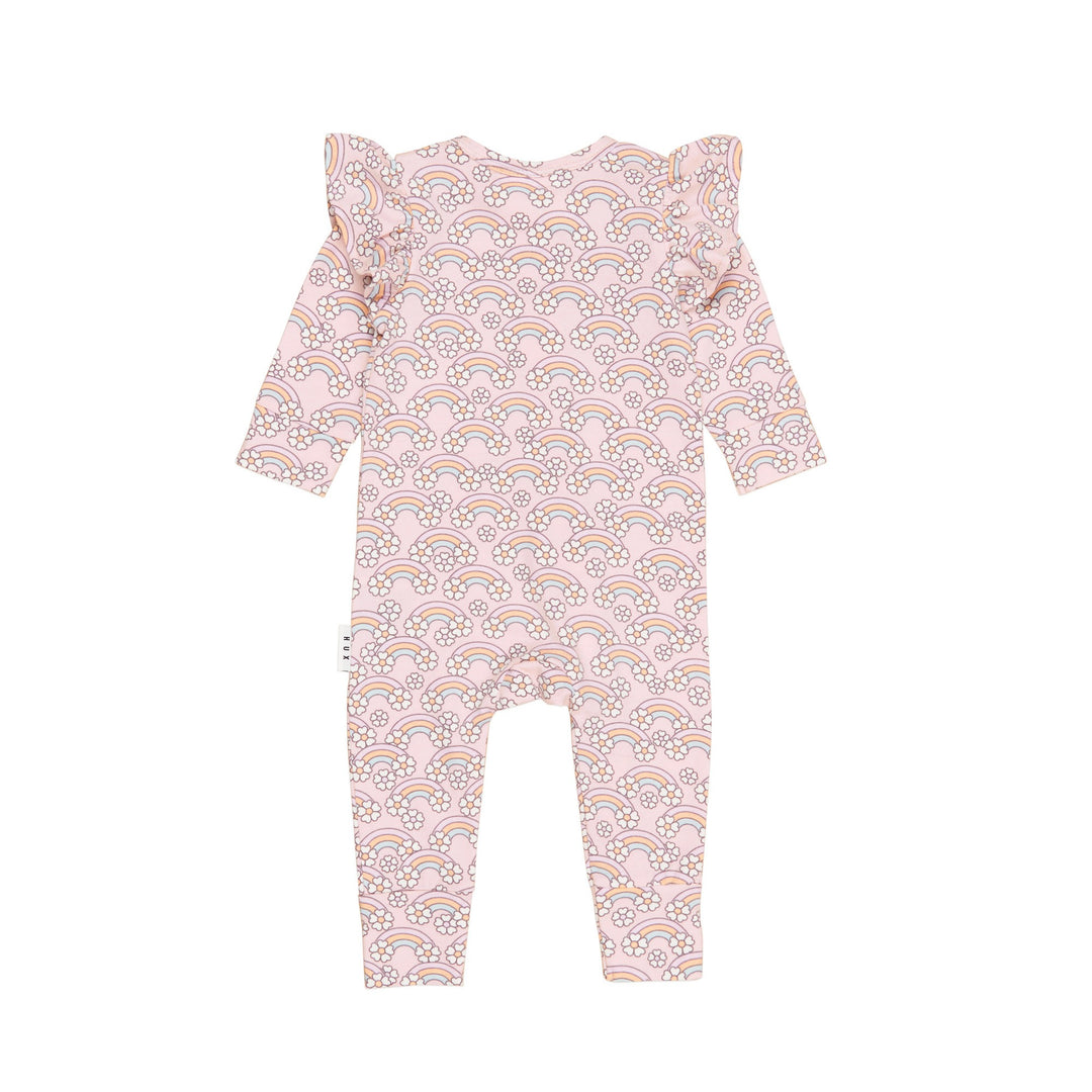 Huxbaby Flowerbow Frill Romper - Pink Pearl